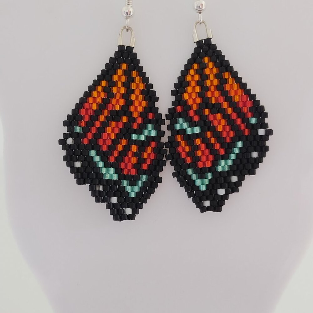 Handmade Beaded Butterfly Wing Dangle Earrings